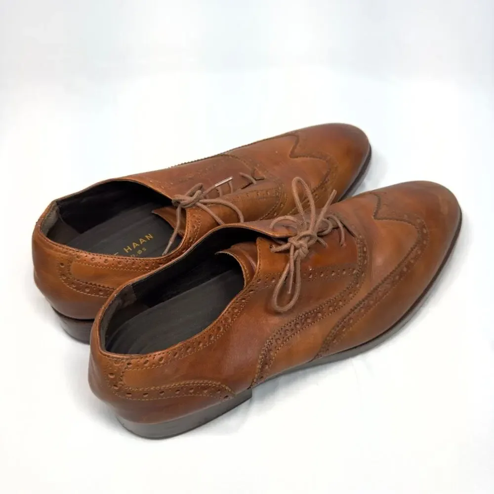 Cole Haan Modern Essentials Wingtip Oxfords British Tan Size 12M